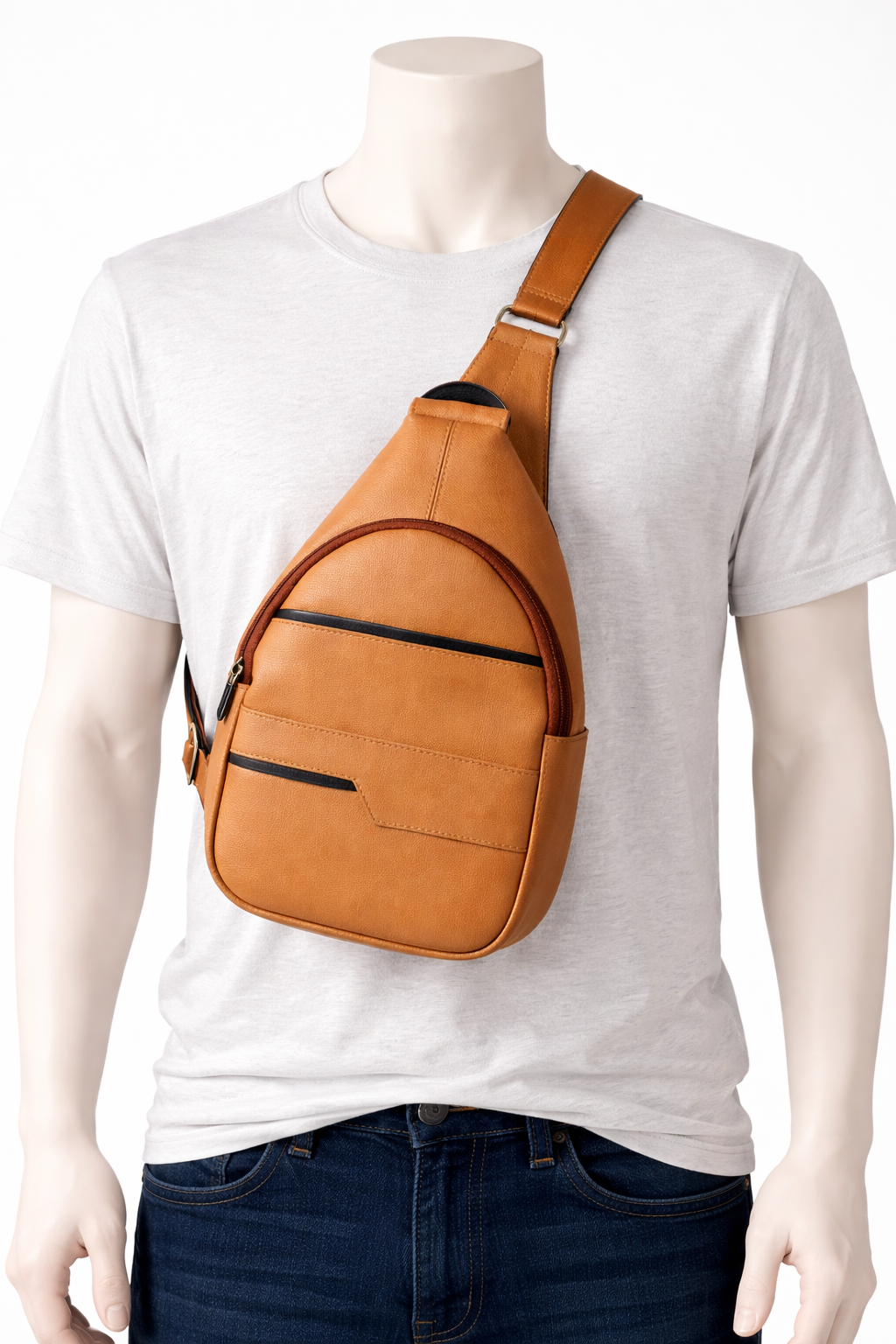 Bolso tipo bandolera de cuero marrón