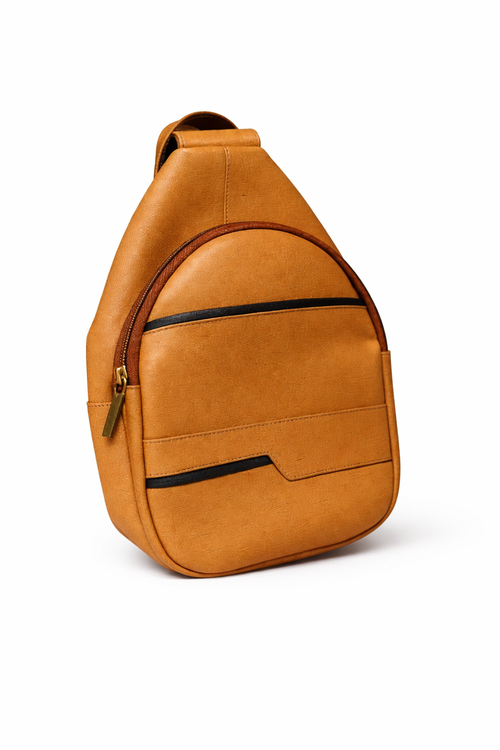 Bolso tipo bandolera de cuero marrón