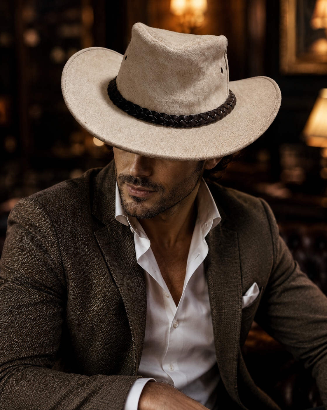 Sombrero de cuero colombiano  auténtico con pelo de vaca