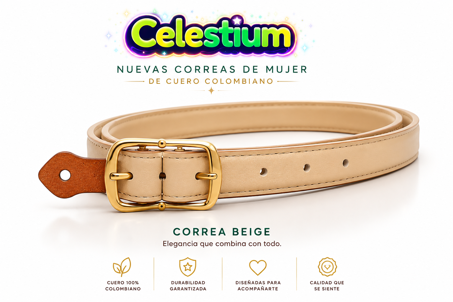 Correas de cuero colombiana para mujer